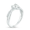 Thumbnail Image 1 of 6.0mm Heart-Shaped Lab-Created White Sapphire and 0.04 CT. T.W. Diamond Crossover Bypass Promise Ring in Sterling Silver