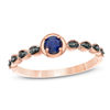 Thumbnail Image 1 of Lab-Created Blue Sapphire and 0.04 CT. T.W. Black Diamond Marquise Side Accent Promise Ring in 10K Rose Gold
