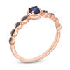 Thumbnail Image 3 of Lab-Created Blue Sapphire and 0.04 CT. T.W. Black Diamond Marquise Side Accent Promise Ring in 10K Rose Gold
