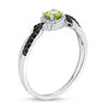 Thumbnail Image 1 of 4.0mm Peridot and 0.145 CT. T.W. Enhanced Black and White Diamond Frame Crossover Loop Promise Ring in 10K White Gold