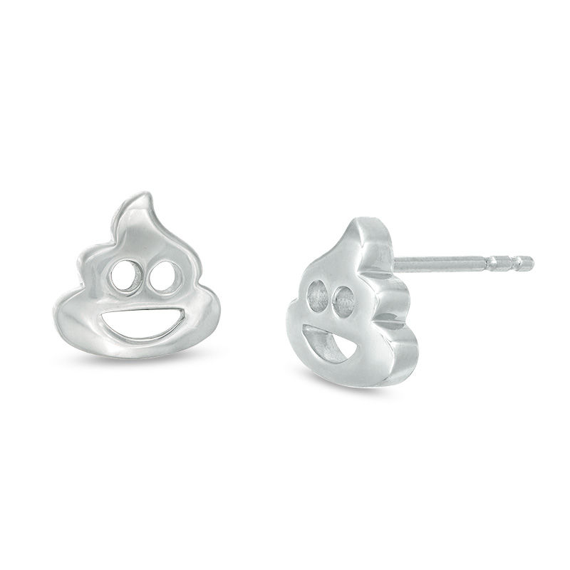 Emoji Poo Stud Earrings in Sterling Silver|Peoples Jewellers