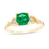 Thumbnail Image 0 of 6.0mm Cushion-Cut Lab-Created Emerald and Diamond Accent Crossover Loop Promise Ring in 10K Gold