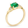 Thumbnail Image 2 of 6.0mm Cushion-Cut Lab-Created Emerald and Diamond Accent Crossover Loop Promise Ring in 10K Gold