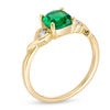 Thumbnail Image 3 of 6.0mm Cushion-Cut Lab-Created Emerald and Diamond Accent Crossover Loop Promise Ring in 10K Gold