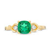 Thumbnail Image 3 of 6.0mm Cushion-Cut Lab-Created Emerald and Diamond Accent Crossover Loop Promise Ring in 10K Gold