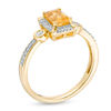 Thumbnail Image 1 of Emerald-Cut Citrine and 0.04 CT. T.W. Diamond Frame Art Deco-Inspired Promise Ring in 10K Gold