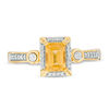 Thumbnail Image 2 of Emerald-Cut Citrine and 0.04 CT. T.W. Diamond Frame Art Deco-Inspired Promise Ring in 10K Gold