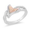 Thumbnail Image 0 of Enchanted Disney Ariel 0.147 CT. T.W. Diamond Tail Fin Bypass Ring in Sterling Silver and 10K Rose Gold