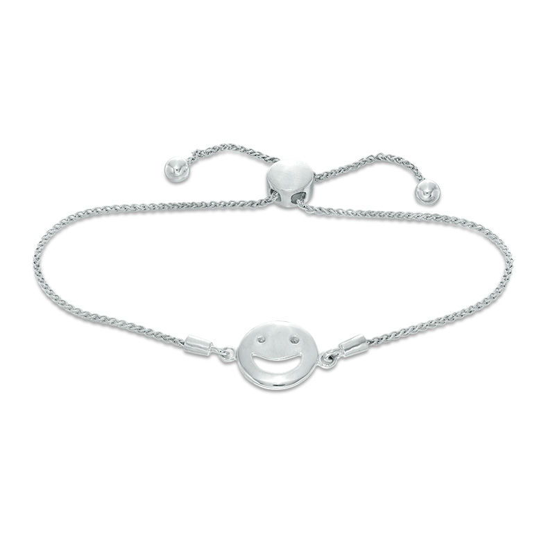 Smiley Face Bolo Bracelet in Sterling Silver - 9.5"|Peoples Jewellers