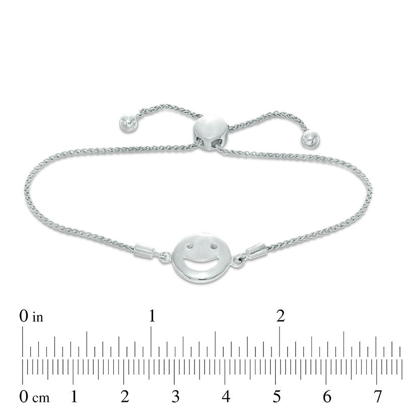 Main Image 2 of Smiley Face Bolo Bracelet in Sterling Silver - 9.5"