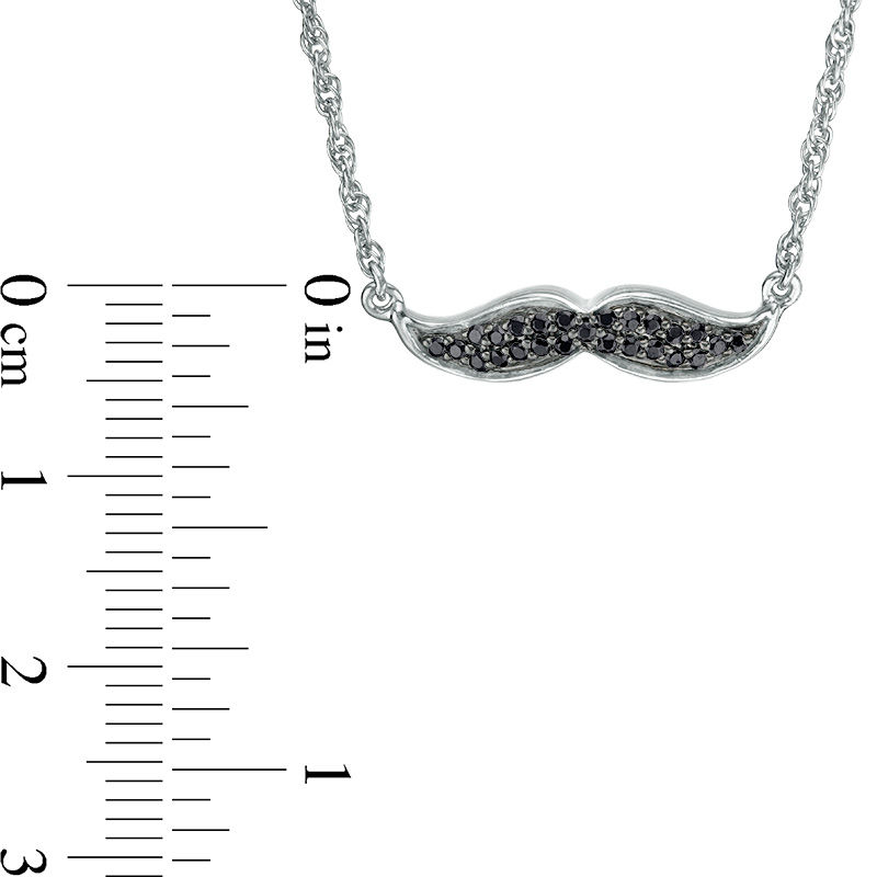 0.085 CT. T.W. Black Diamond Mustache Necklace in 10K White Gold