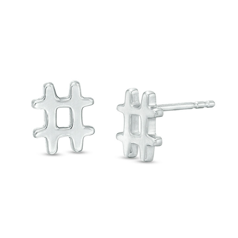 "#" Stud Earring in Sterling Silver|Peoples Jewellers