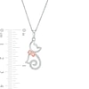 Thumbnail Image 2 of 0.04 CT. T.W. Diamond Cat with Bow Pendant in Sterling Silver and 14K Rose Gold
