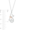Thumbnail Image 3 of 0.04 CT. T.W. Diamond Cat with Bow Pendant in Sterling Silver and 14K Rose Gold