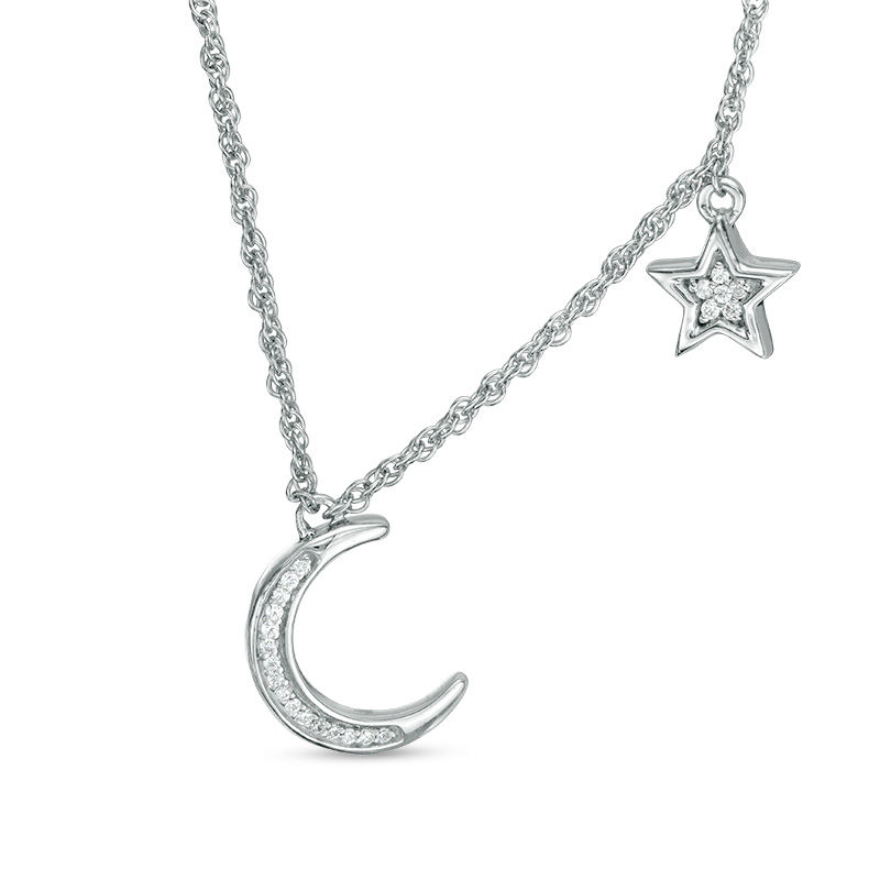 Coloured Crescent Moon /& Star Pendant Necklaces