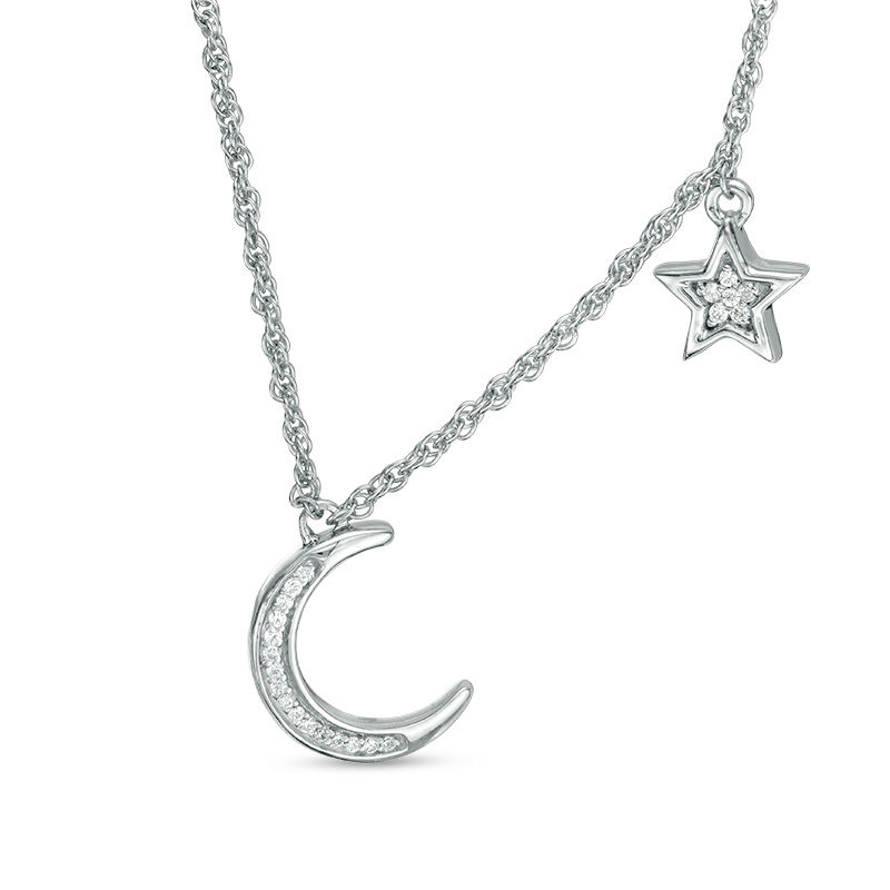 John Apel Diamond Crescent Moon Pendant Necklace - Large