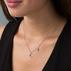 Thumbnail Image 2 of 0.065 CT. T.W. Diamond Crescent Moon and Star Necklace in Sterling Silver