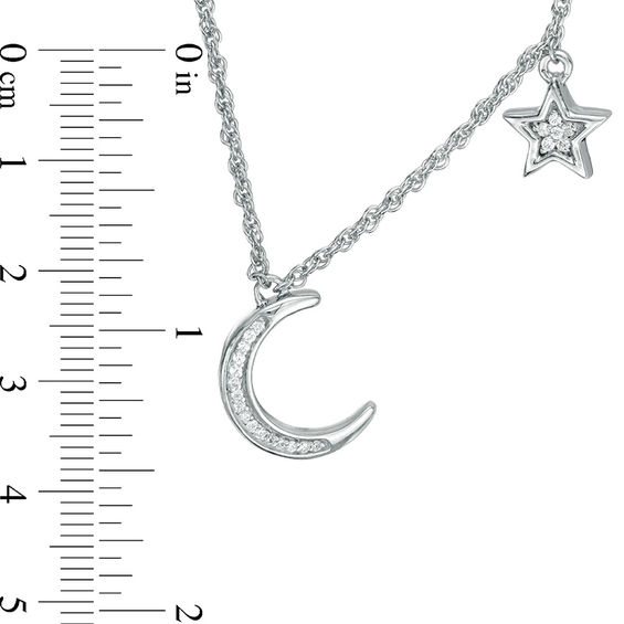 0.065 CT. T.W. Diamond Crescent Moon and Star Necklace in ...