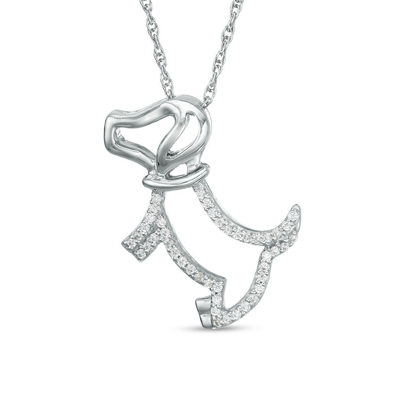 0.115 CT. T.W. Diamond Dog with Collar Pendant in Sterling Silver|Peoples Jewellers