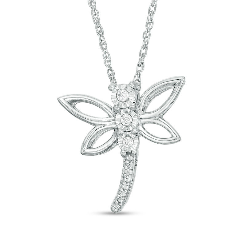 Diamond Accent Dragonfly Pendant in Sterling Silver|Peoples Jewellers