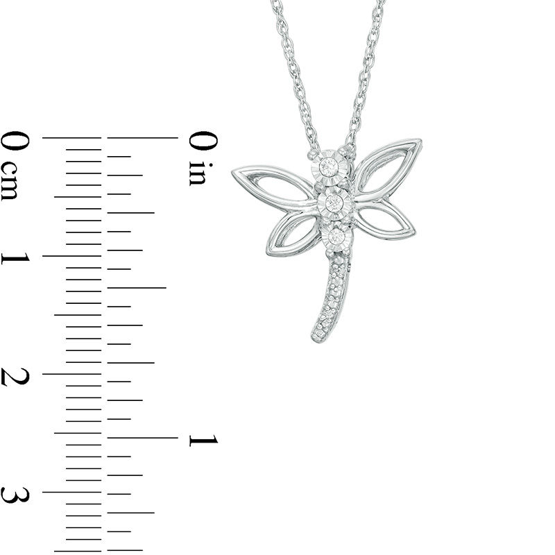 Diamond Accent Dragonfly Pendant in Sterling Silver