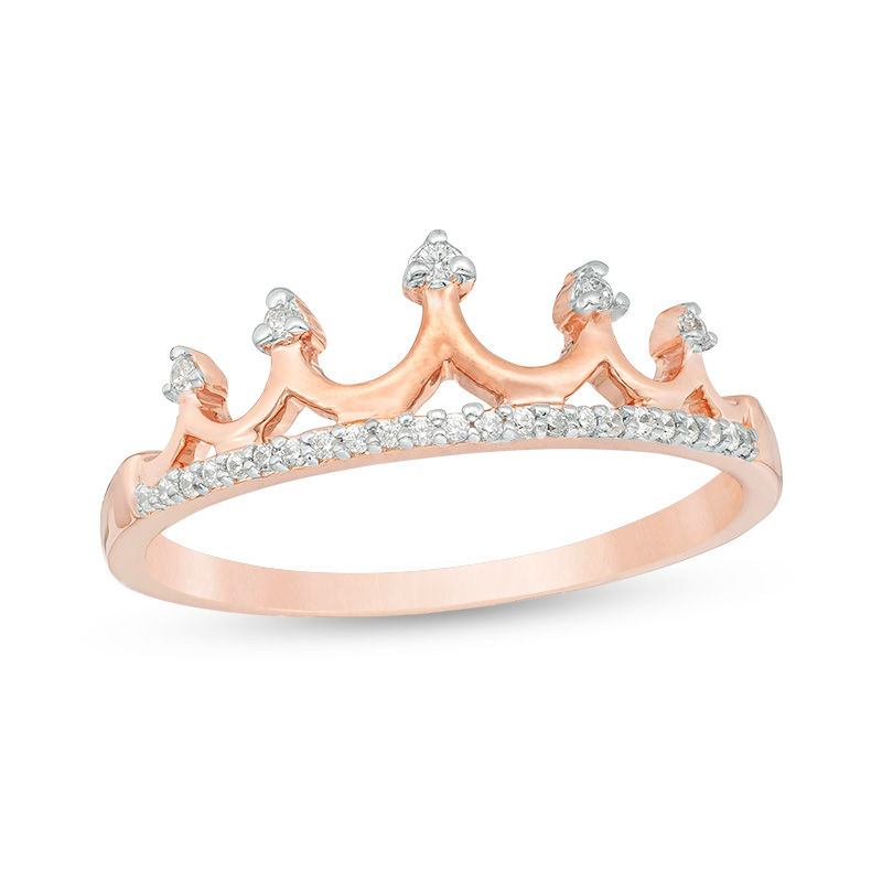 0.085 CT. T.W. Diamond Tiara Ring in 10K Rose Gold