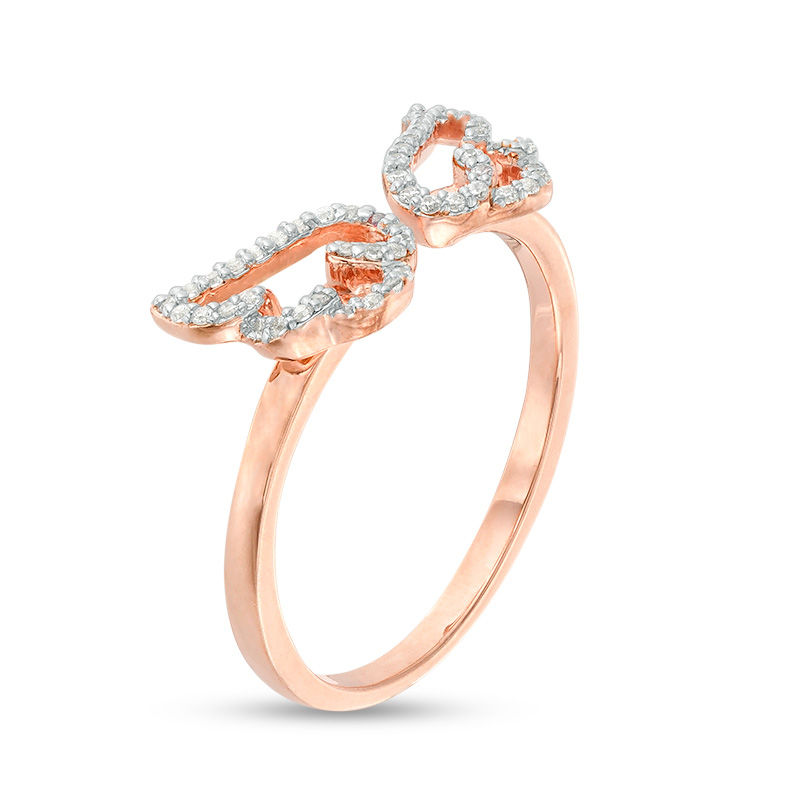 Main Image 2 of 0.145 CT. T.W. Diamond Open Wings Ring in 10K Rose Gold