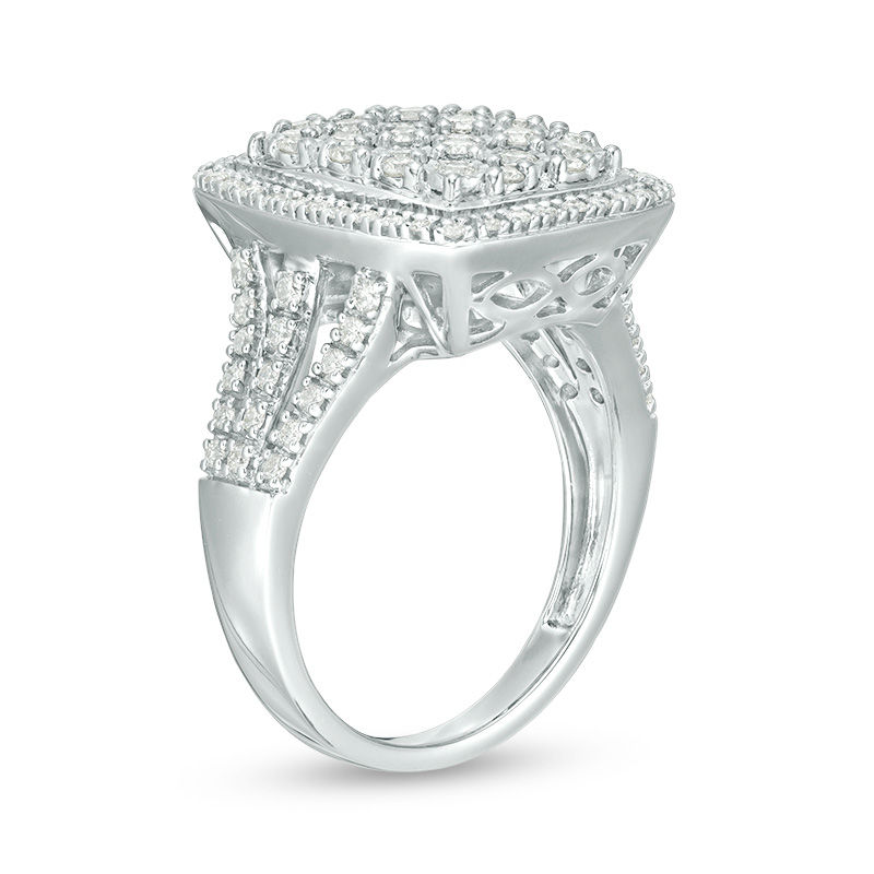 Main Image 3 of 1.00 CT. T.W. Composite Diamond Rectangular Frame Ring in Sterling Silver
