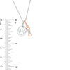 Diamond Accent Dog Bone and Paw Print Disc Pendant in Sterling Silver and 10K Rose Gold