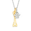 Thumbnail Image 1 of Diamond Accent Paw Print and Dog Bone Pendant in Sterling Silver and 14K Gold Plate