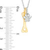 Thumbnail Image 3 of Diamond Accent Paw Print and Dog Bone Pendant in Sterling Silver and 14K Gold Plate