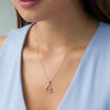 Thumbnail Image 2 of Sitting Cat on Crescent Moon Pendant in Sterling Silver and 10K Rose Gold