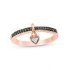 Thumbnail Image 1 of 0.085 CT. T.W. Enhanced Black and White Diamond Heart-Shaped Dangle Ring in Sterling Silver with 14K Rose Gold Plate