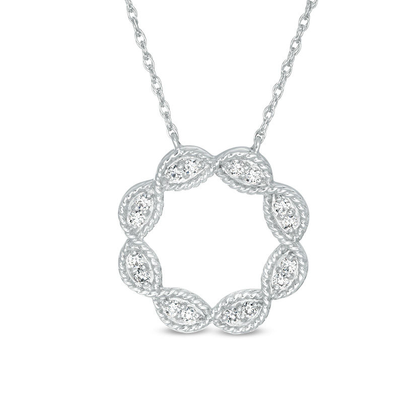 0.23 CT. T.W. Diamond Twist Open Circle Necklace in Sterling Silver|Peoples Jewellers