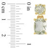 Thumbnail Image 3 of Cushion-Cut and Round Green Quartz Drop Earrings in Sterling Silver with Yellow Rhodium