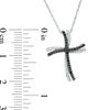 Thumbnail Image 2 of 0.18 CT. T.W. Enhanced Black and White Diamond Double Wavy Cross Pendant in 10K White Gold