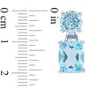 Thumbnail Image 2 of Cushion-Cut and Round Sky Blue Topaz Drop Earrings in Sterling Silver