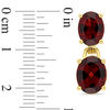 Thumbnail Image 2 of Oval Garnet Drop Earrings in Sterling Silver with Yellow Rhodium