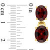 Thumbnail Image 3 of Oval Garnet Drop Earrings in Sterling Silver with Yellow Rhodium