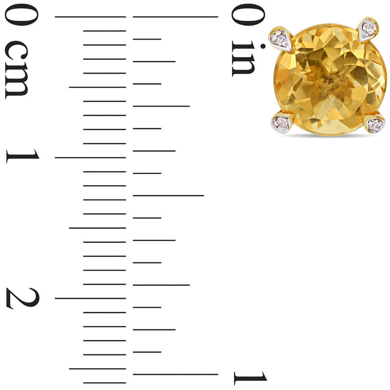 Main Image 4 of 8.0mm Citrine and Diamond Accent Stud Earrings in 10K Gold