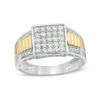 Thumbnail Image 0 of Men's 0.58 CT. T.W. Composite Diamond Stepped Shank Ring in Sterling Silver and 10K Gold