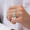 Thumbnail Image 1 of Men's 0.58 CT. T.W. Composite Diamond Stepped Shank Ring in Sterling Silver and 10K Gold