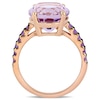 Thumbnail Image 3 of Oval and Round Amethyst Engagement Ring in Sterling Silver with Rose Rhodium