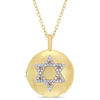 Thumbnail Image 0 of 0.04 CT. T.W. Diamond Star of David Circle Locket in Sterling Silver with Yellow Rhodium