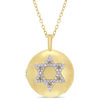 Thumbnail Image 1 of 0.04 CT. T.W. Diamond Star of David Circle Locket in Sterling Silver with Yellow Rhodium