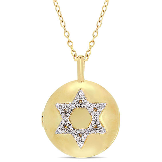 0.04 CT. T.w. Diamond Star of David Circle Locket in Sterling Silver
