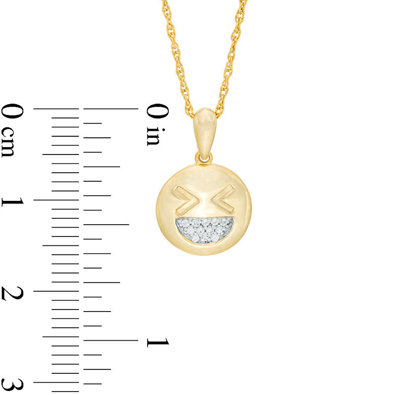 0.04 CT. T.W. Diamond Smiley Face with Tightly Closed Eyes Pendant in Sterling Silver with 14K Gold Plate