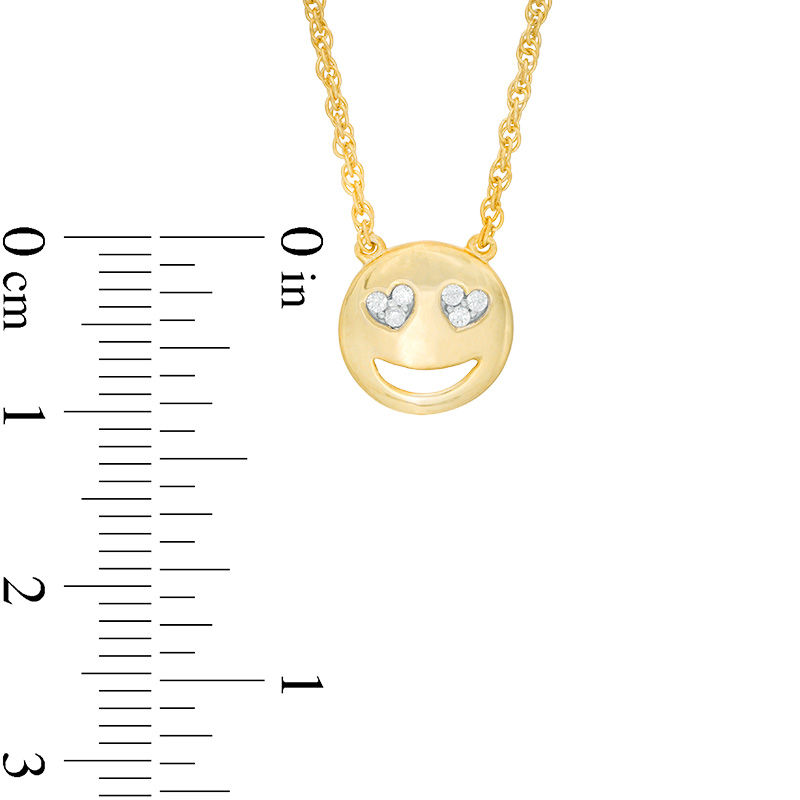 0.04 CT. T.W. Diamond Smiley Face with Heart-Eyes Necklace in Sterling Silver with 14K Gold Plate