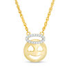 Thumbnail Image 1 of 0.04 CT. T.W. Diamond Smiley Face with Heart-Eyes with Halo Necklace in Sterling Silver with 14K Gold Plate