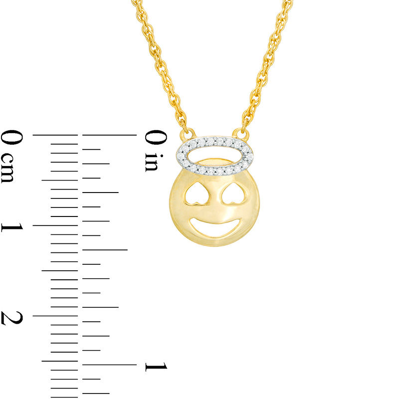 0.04 CT. T.W. Diamond Smiley Face with Heart-Eyes with Halo Necklace in Sterling Silver with 14K Gold Plate